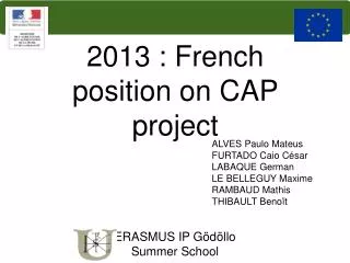2013 : French position on CAP project