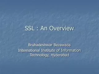 SSL : An Overview