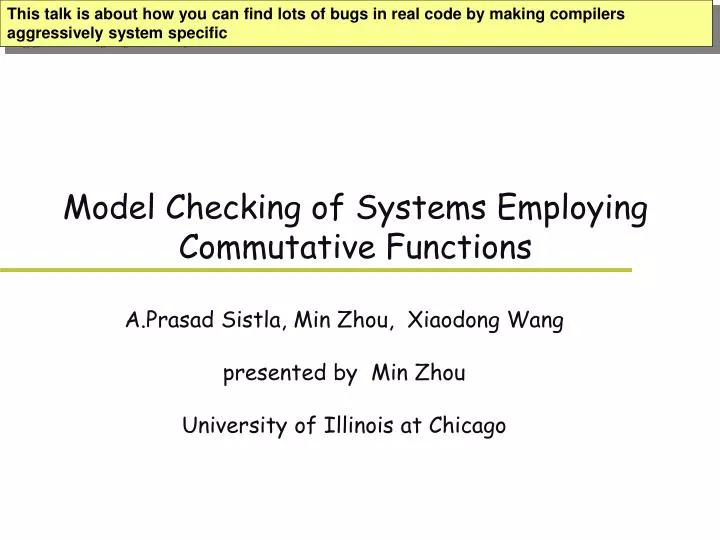 model checking of systems employing commutative functions