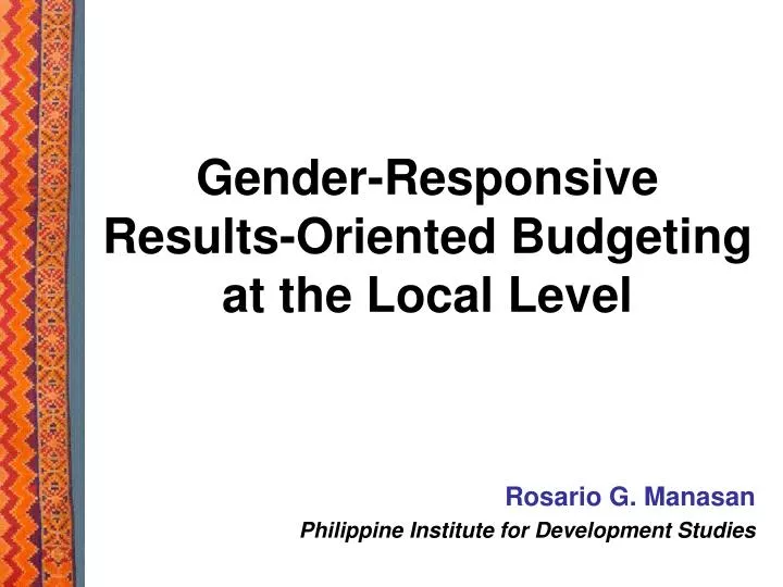 gender responsive results oriented budgeting at the local level