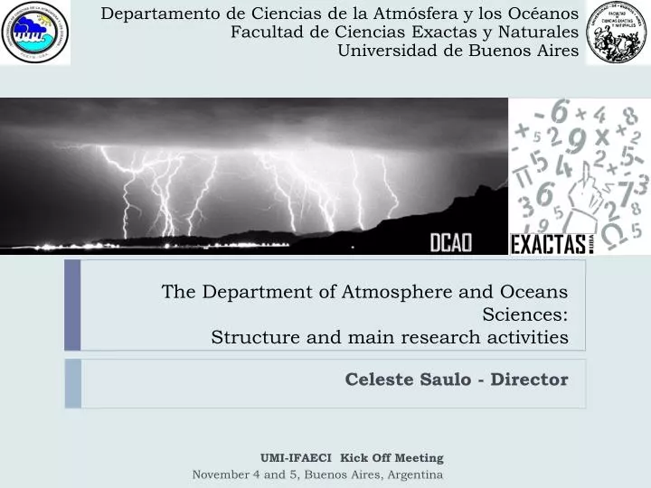 the department of atmosphere and oceans sciences structure and main research activities