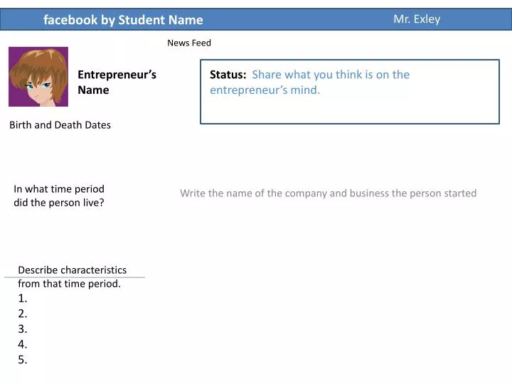 write the name of the company and business the person started