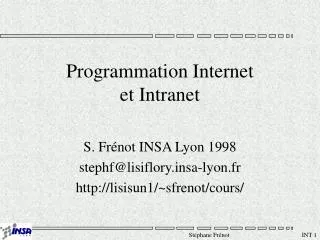 Programmation Internet et Intranet