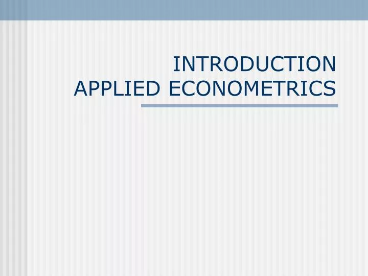 introduction applied econometrics