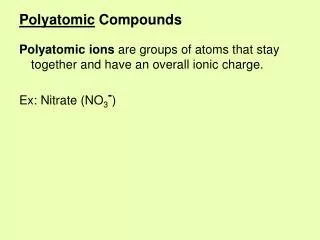 Polyatomic Compounds