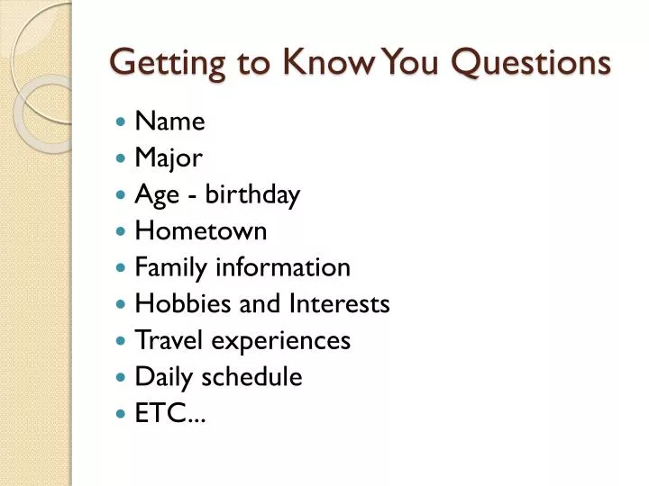 getting to know you questions