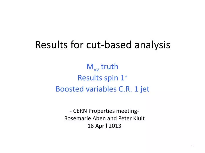 results for cut based analysis