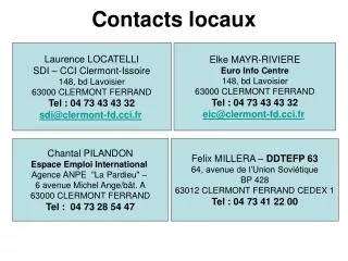 Contacts locaux