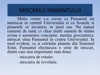 miscarile pamantului