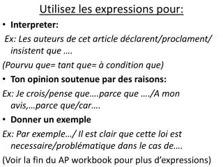 utilisez les expressions pour