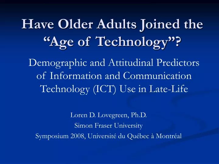 have older adults joined the age of technology