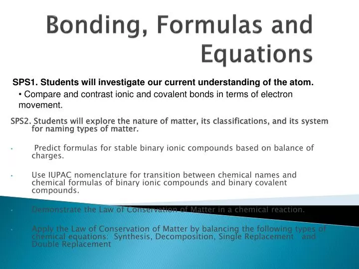 bonding formulas and equations