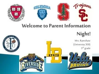 Welcome to Parent Information Night!