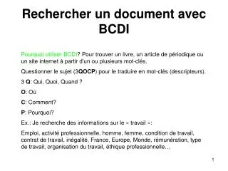 rechercher un document avec bcdi
