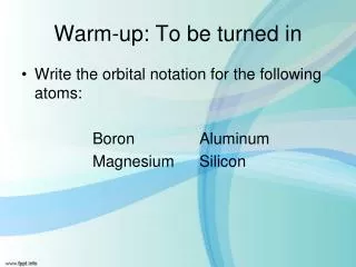 Warm-up: To be turned in