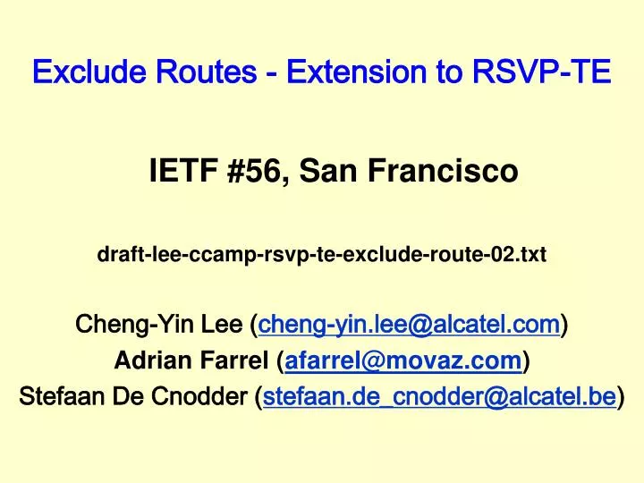 exclude routes extension to rsvp te