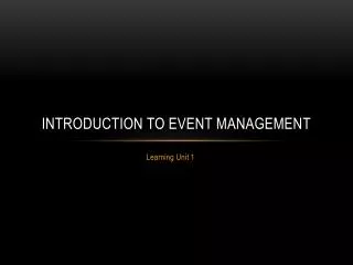 Introduction to event management