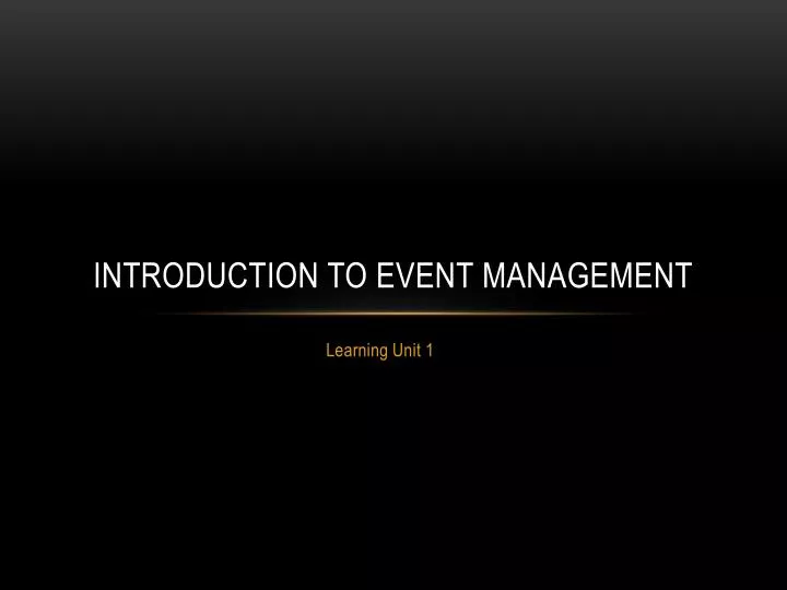 introduction to event management