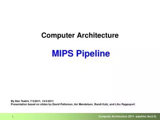 Computer Architecture MIPS Pipeline