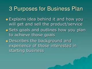 3 Purposes for Business Plan