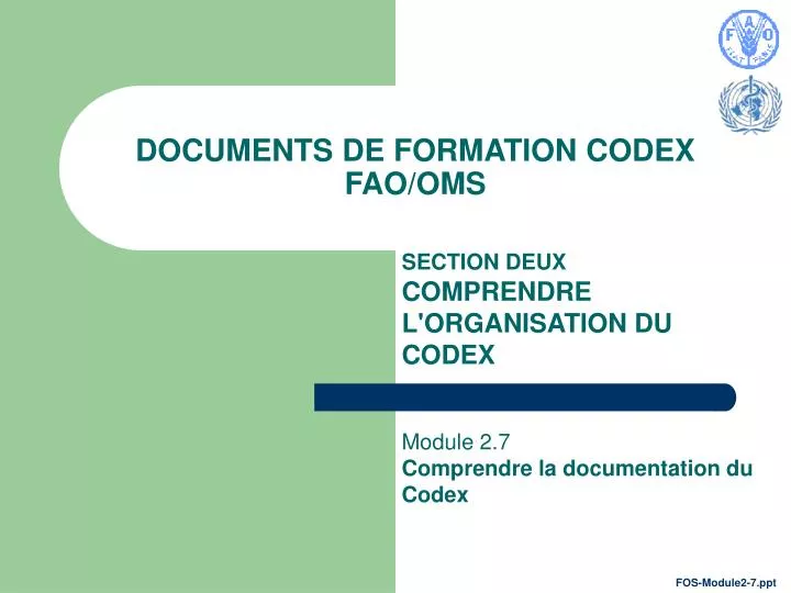 documents de formation codex fao oms