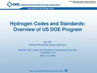 Hydrogen Codes and Standards: Overview of US DOE Program