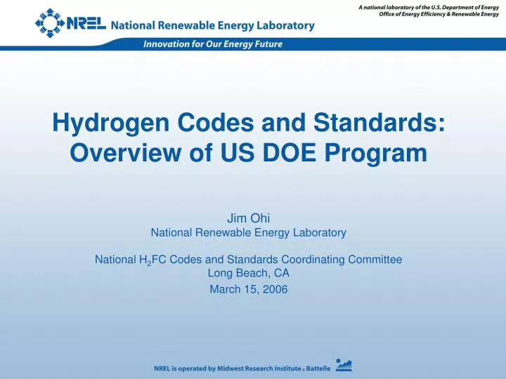 hydrogen codes and standards overview of us doe program