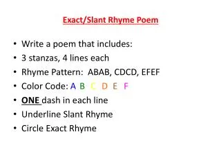 Exact/Slant Rhyme Poem