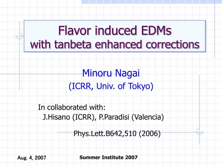 flavor induced edms with tanbeta enhanced corrections