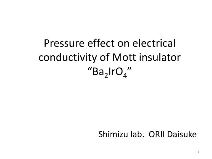 pressure effect on electrical conductivity of mott insulator ba 2 iro 4