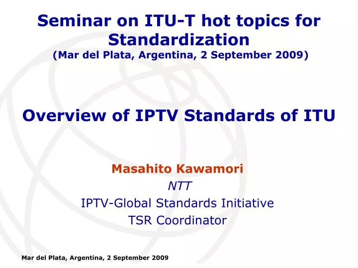 overview of iptv standards of itu