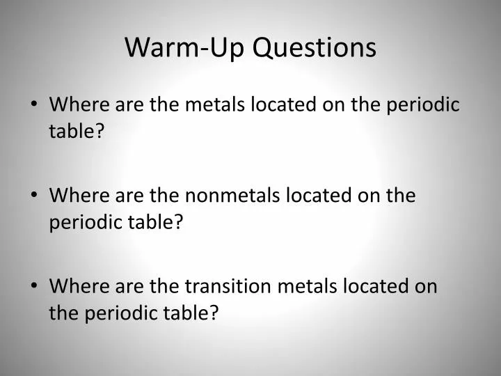 warm up questions