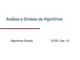 an lise e s ntese de algoritmos