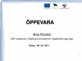 ana kontor esf programmi ppevara arendamine ekspertide kogu liige