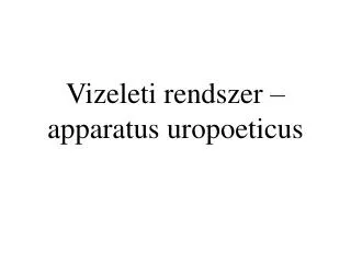 vizeleti rendszer apparatus uropoeticus