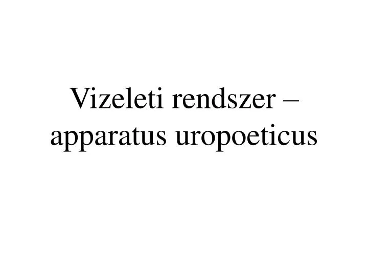 vizeleti rendszer apparatus uropoeticus