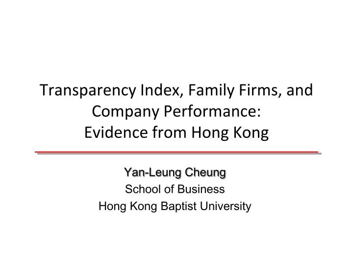 transparency index family firms and company performance evidence from hong kong