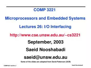 September, 2003 Saeid Nooshabadi saeid@unsw.au