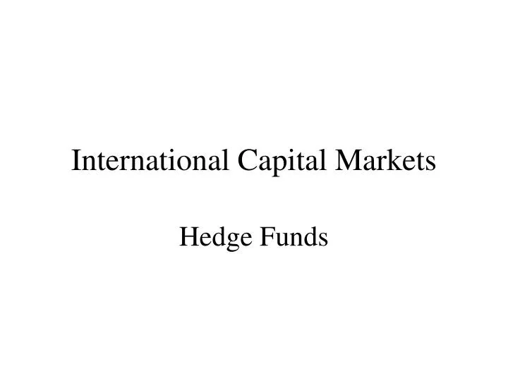 international capital markets