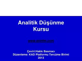 a nalitik d nme kursu www exinfm com eviri hakk basmac d zenleme kad platformu terc me birimi 2013