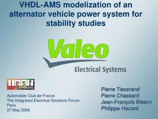 VHDL-AMS modelization of an alternator vehicle power system for stability studies