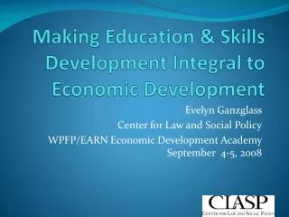 Making Education &amp; Skills Development Integral to Economic Development