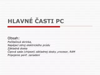 hlavn asti pc