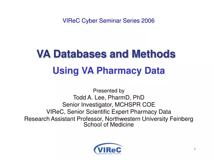 virec cyber seminar series 2006 va databases and methods
