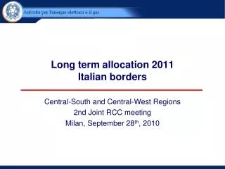 Long term allocation 2011 Italian borders