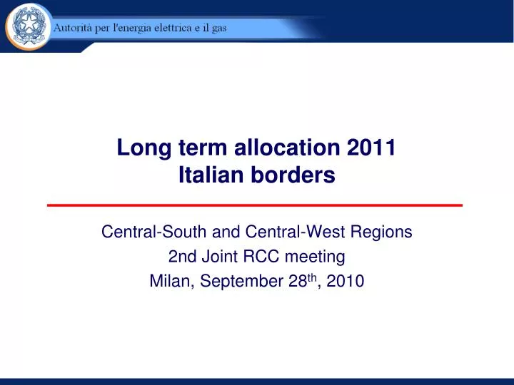 long term allocation 2011 italian borders