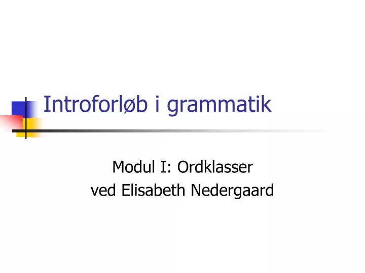 modul i ordklasser ved elisabeth nedergaard