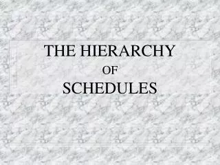 THE HIERARCHY OF SCHEDULES