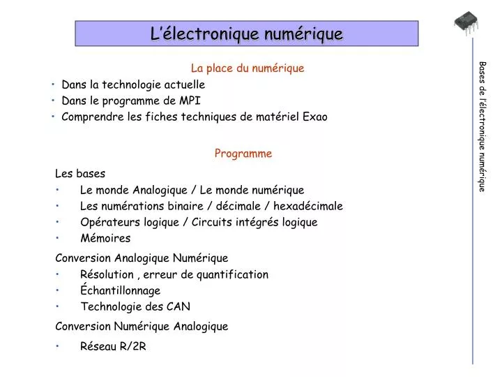 PPT - L'électronique numérique PowerPoint Presentation, free