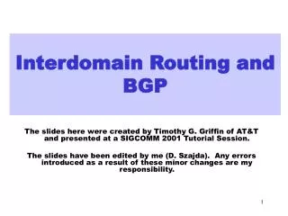 Interdomain Routing and BGP